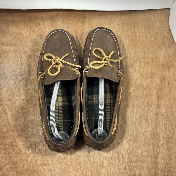 LL Bean Leather Slippers Mens Size 9 Brown Lined Moccasin main image 6